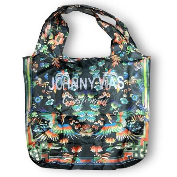 JOHNNY WAS Cruise Travel Beach Pool Floral Print Foldable Nylon Bag 5x5” NWOT - Picture 1 of 16
